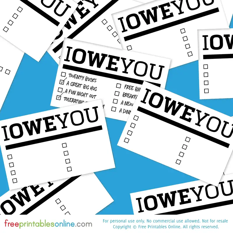 tick box IOU coupon