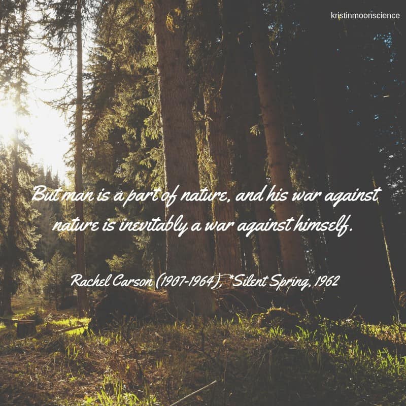 "But man is a part of nature, and his war against nature is inevitably a war against himself" -Rachel Carson, Silent Spring