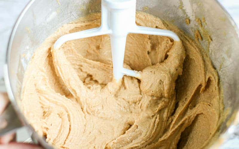 mixing the batter for the cookies
