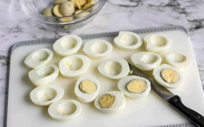 hard boiled eggs split open