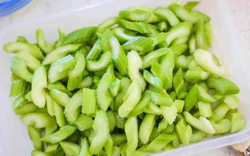 chopped celery ready to be used for pickling