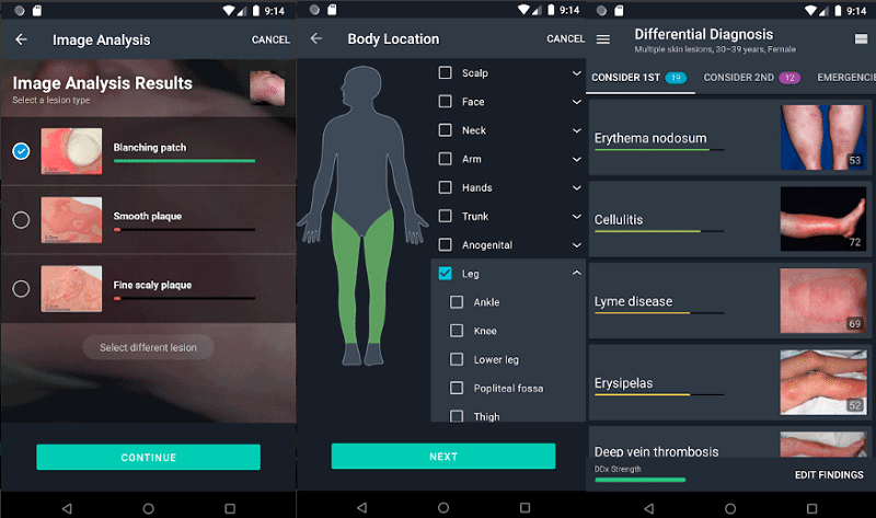 screenshots of android medical app