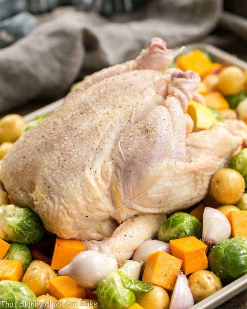 Sheet Pan Chicken with Roasted Fall Vegetables | One pan; one delicious meal!