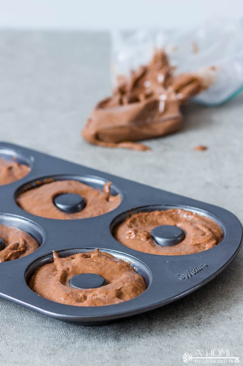 batter for baked chocolate glazed donuts