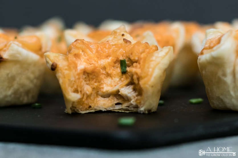 buffalo chicken cup with a bite taken out of it