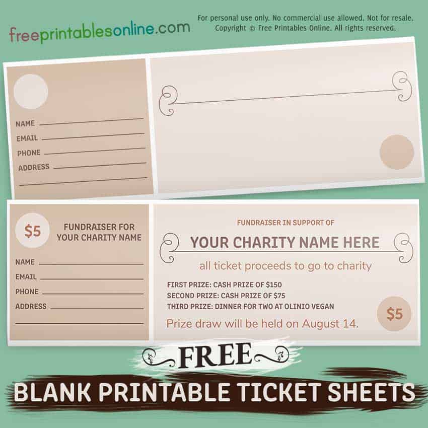 Free Blank Fundraiser Printable Tickets