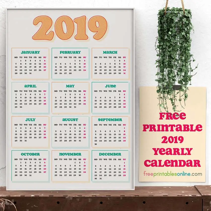 printable 2019 calendar