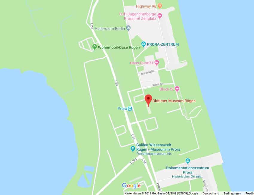 Karte Oldtimermuseum Prora © 2019 Google-Maps