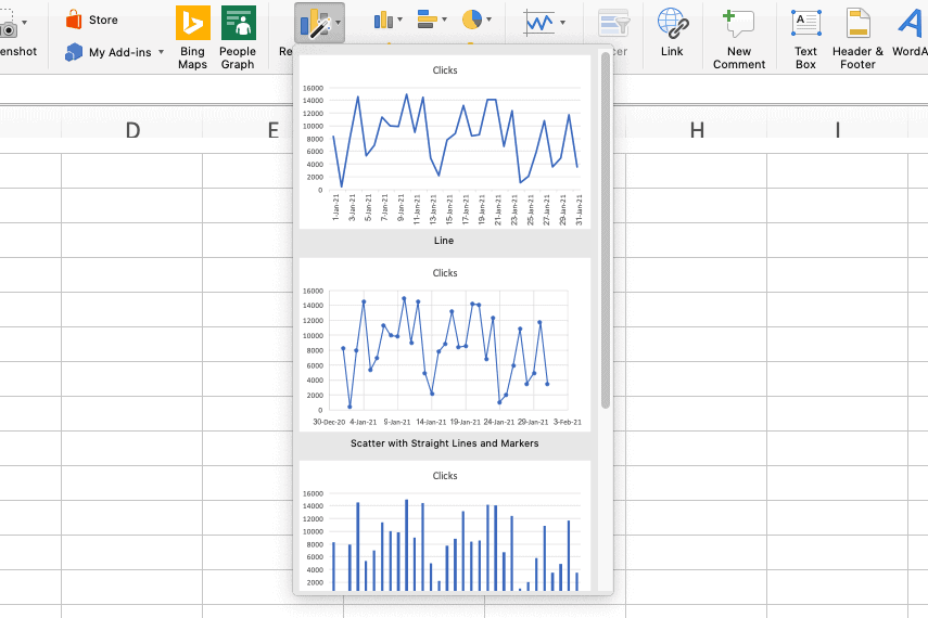 recommended chart feature excel