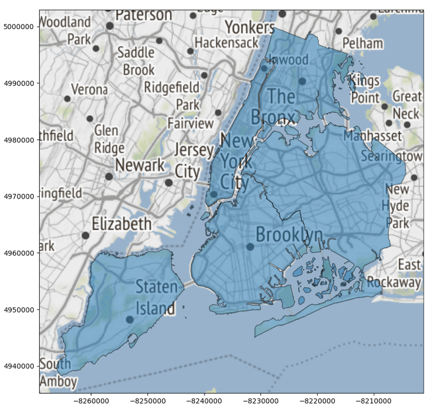 Adding a background map to plots by using geopandas Taken from: http://geopandas.org/gallery/plotting_basemap_background.html#sphx-glr-gallery-plotting-basemap-background-py