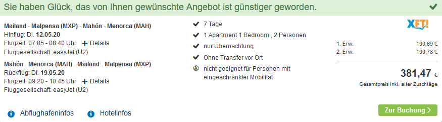 Screenshot Deal Menorca Urlaub - eine Woche ab 190,80€ Screenshot Deal Menorca Urlaub - eine Woche ab 190,80€