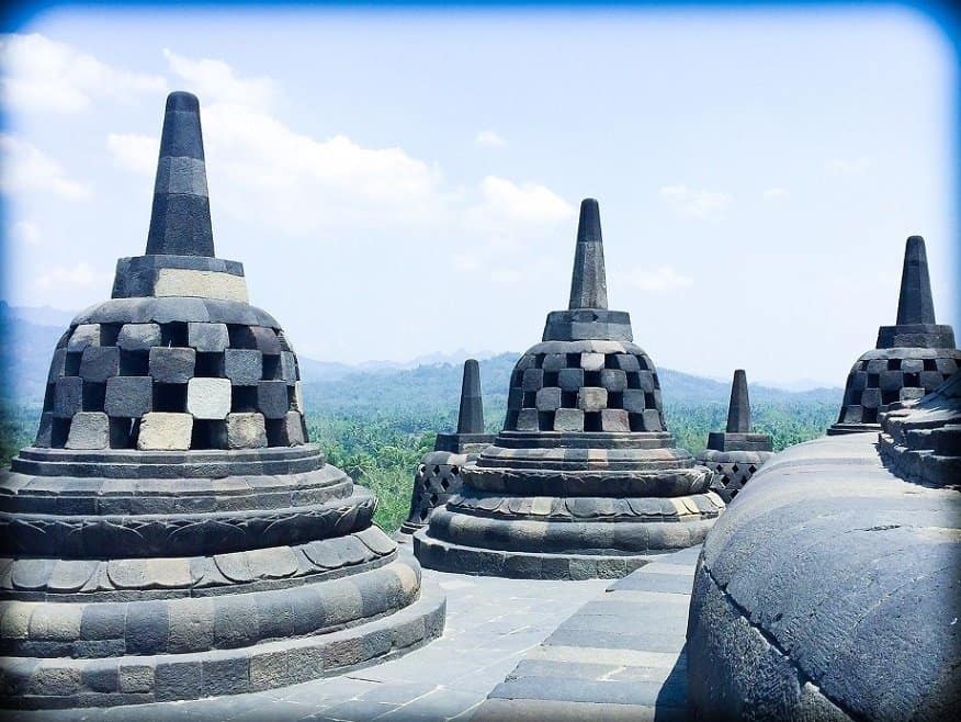 Stuppas from Borobudur Temple, an important part of Indonesian culture.