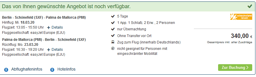 Screenshot Deal Mallorca Pauschalreisen - ab 170,00€ für 4 Sterne Hotel Preisvergleich Screenshot Deal Mallorca Pauschalreisen - ab 170,00€ für 4 Sterne Hotel Preisvergleich