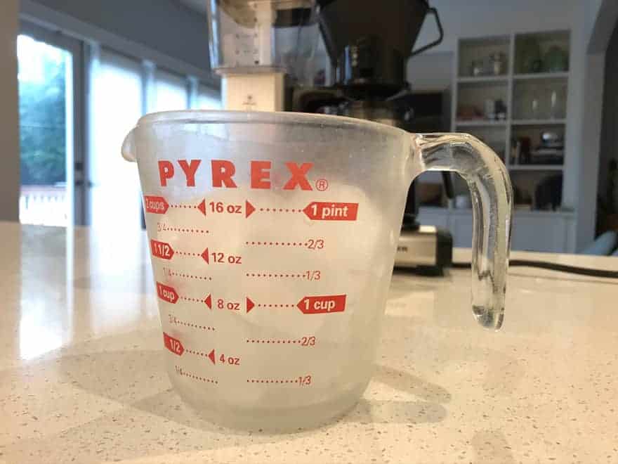 Don’t skimp on the ice because you’ll need to cool your coffee quickly.