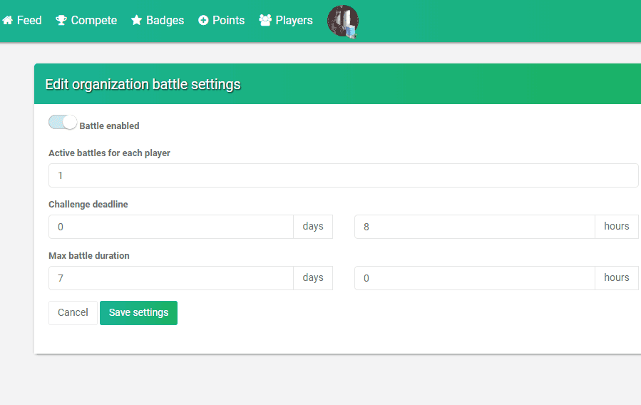 Battle settings