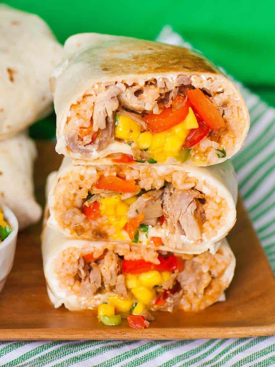 Stuffed Pork Burritos with Mango Salsa (video) Tatyanas Everyday Food