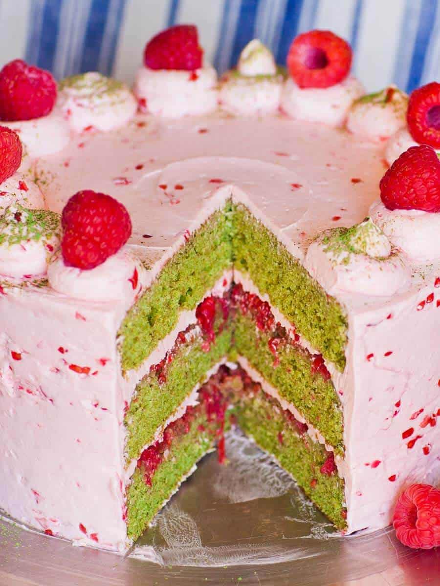 Matcha Green Tea Raspberry Cake Recipe (video) Tatyanas Everyday Food