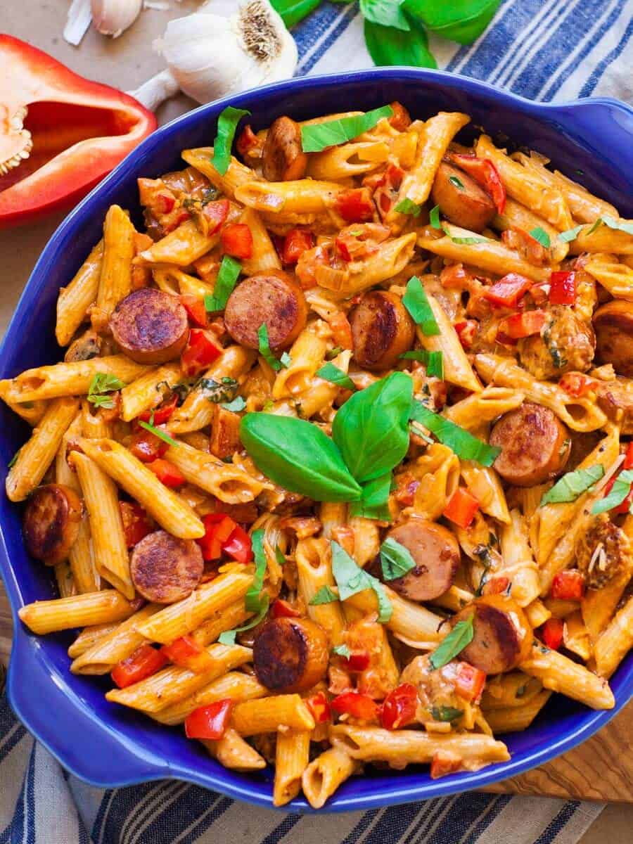 Smoky Pepper & Sausage Pasta (video) - Tatyanas Everyday Food