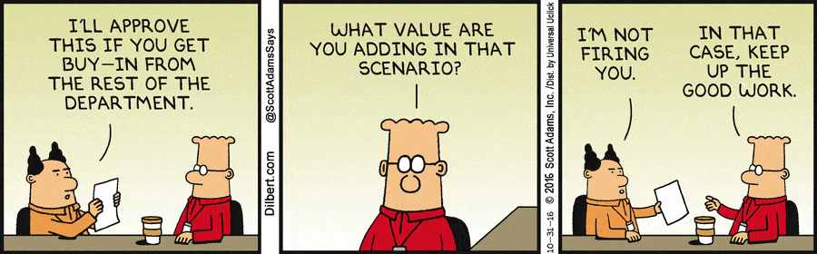 6 Questions You Must Ask When You Start Managing a New Team 6 How to become a senior leader - Dilbert