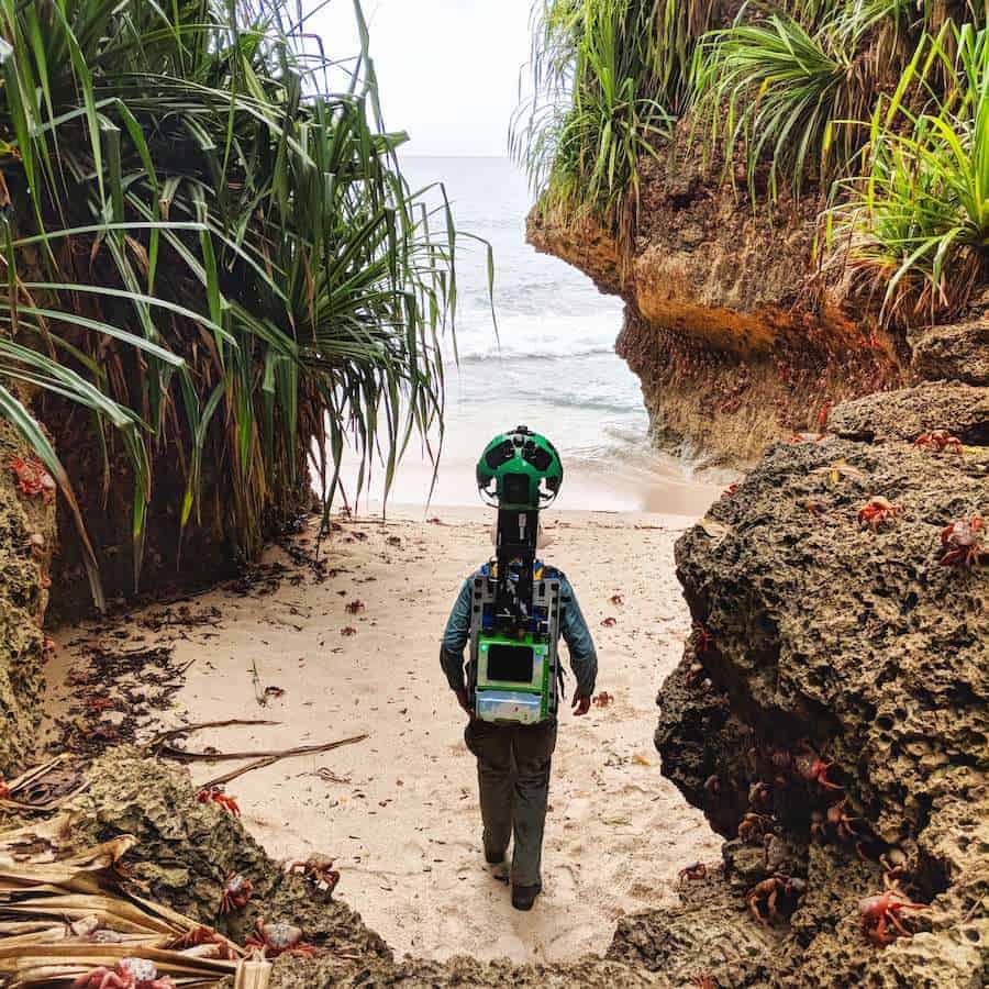 Google Street View Trekker on Merrial Beach Chirstmas Island