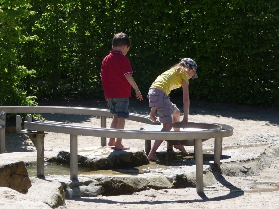 Water playground of Schmachter Lake in the Park of the senses