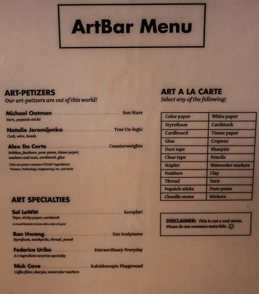 Berkshires museums The ArtBar Menu at MASS MoCA in the Berkshires.