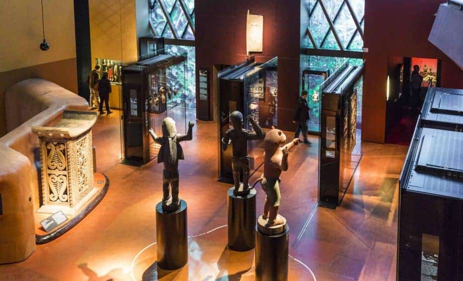 Interior of the Musée du quai Branly in Paris, where art restitution is made possible.