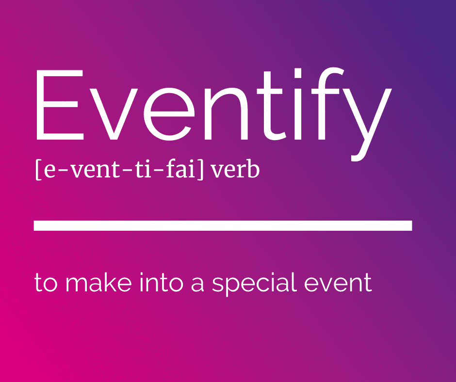 Eventify Dictionary Description with ombre background