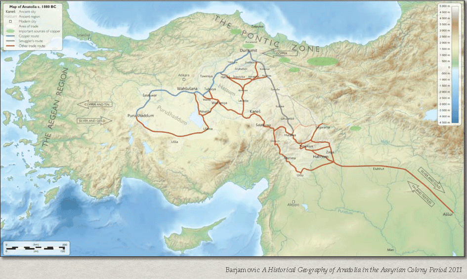 Map of ancient trade routes. Source: Barjamovic et al., 2017.