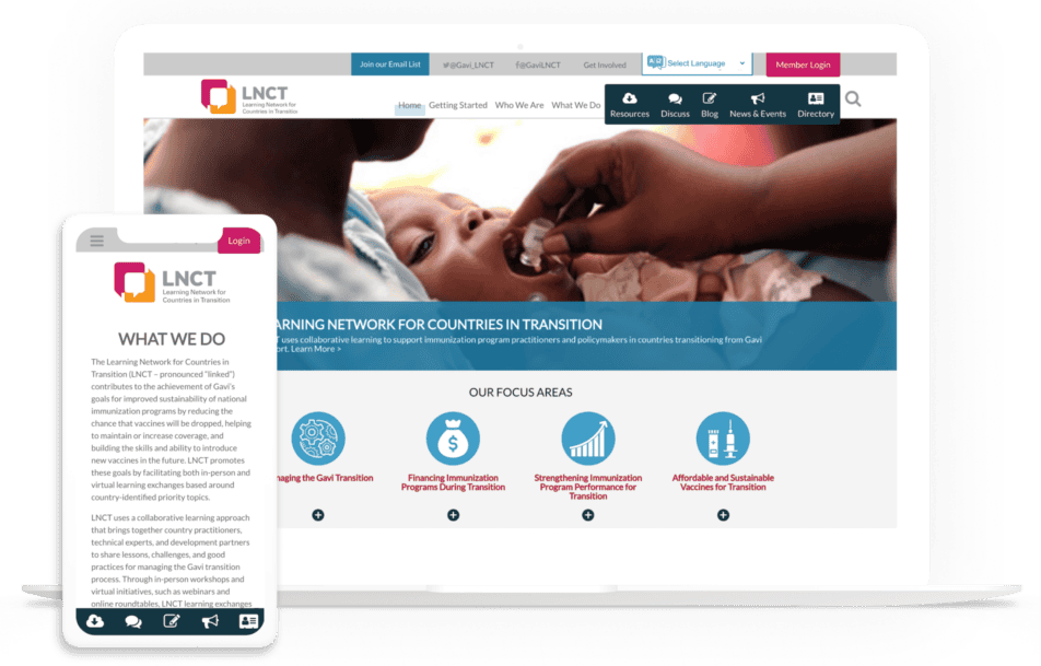 LNCT home page on multiple devices