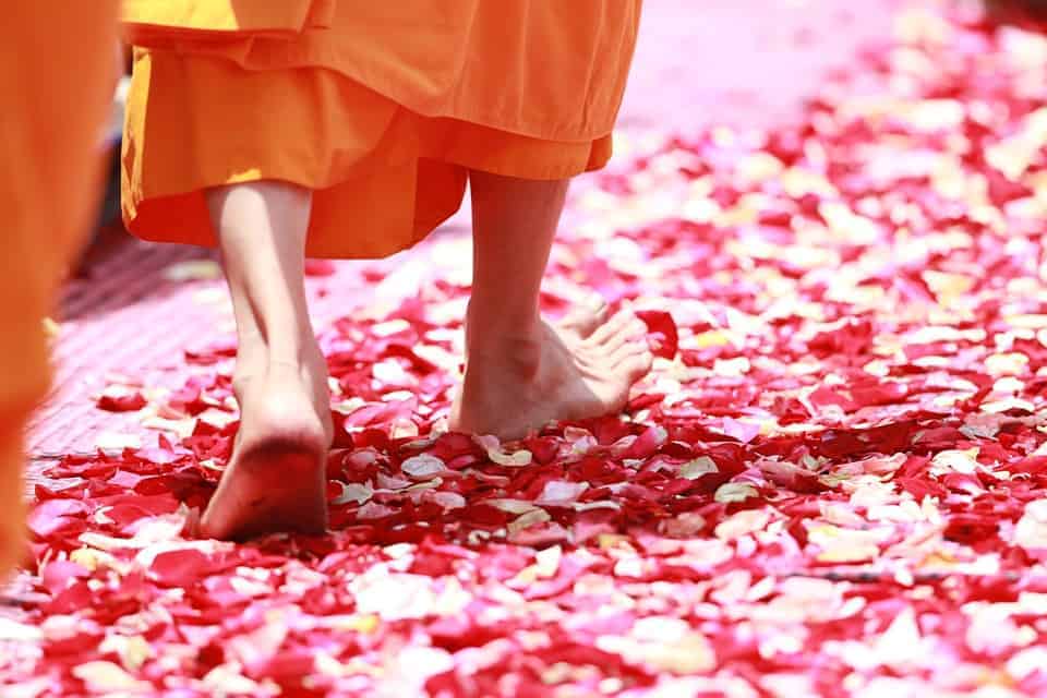 monk walking in Thailand