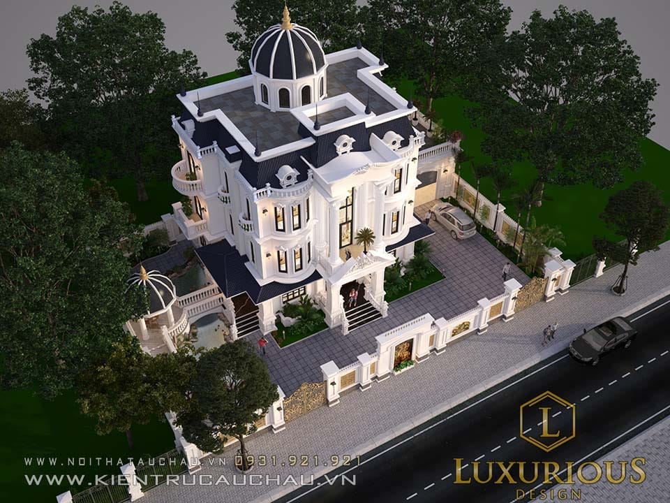 Công ty thiết kế kiến trúc pháp lộng lẫy xa hoa View toàn cảnh dinh thự hà tĩnh