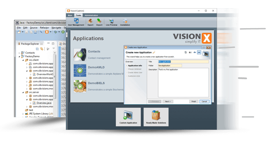 fast development with the low-code platform from VisionX