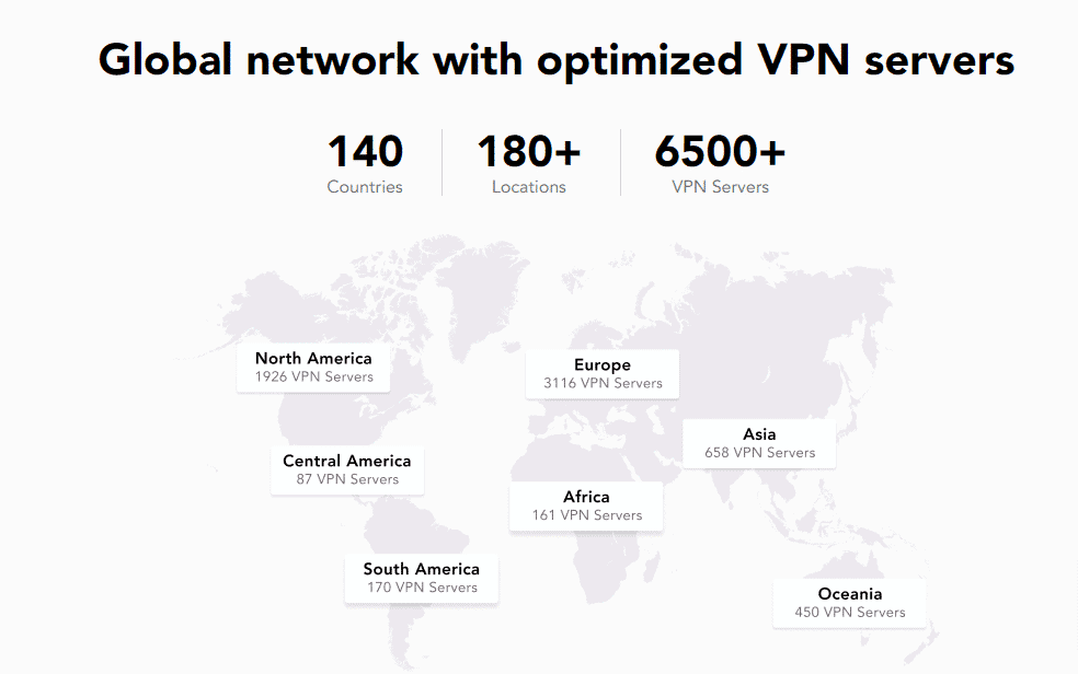 Global network with optimized VPN servers