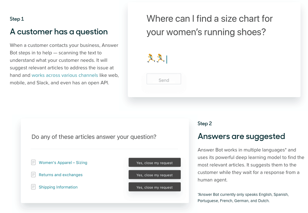 how answer bot work zendesk dee learning