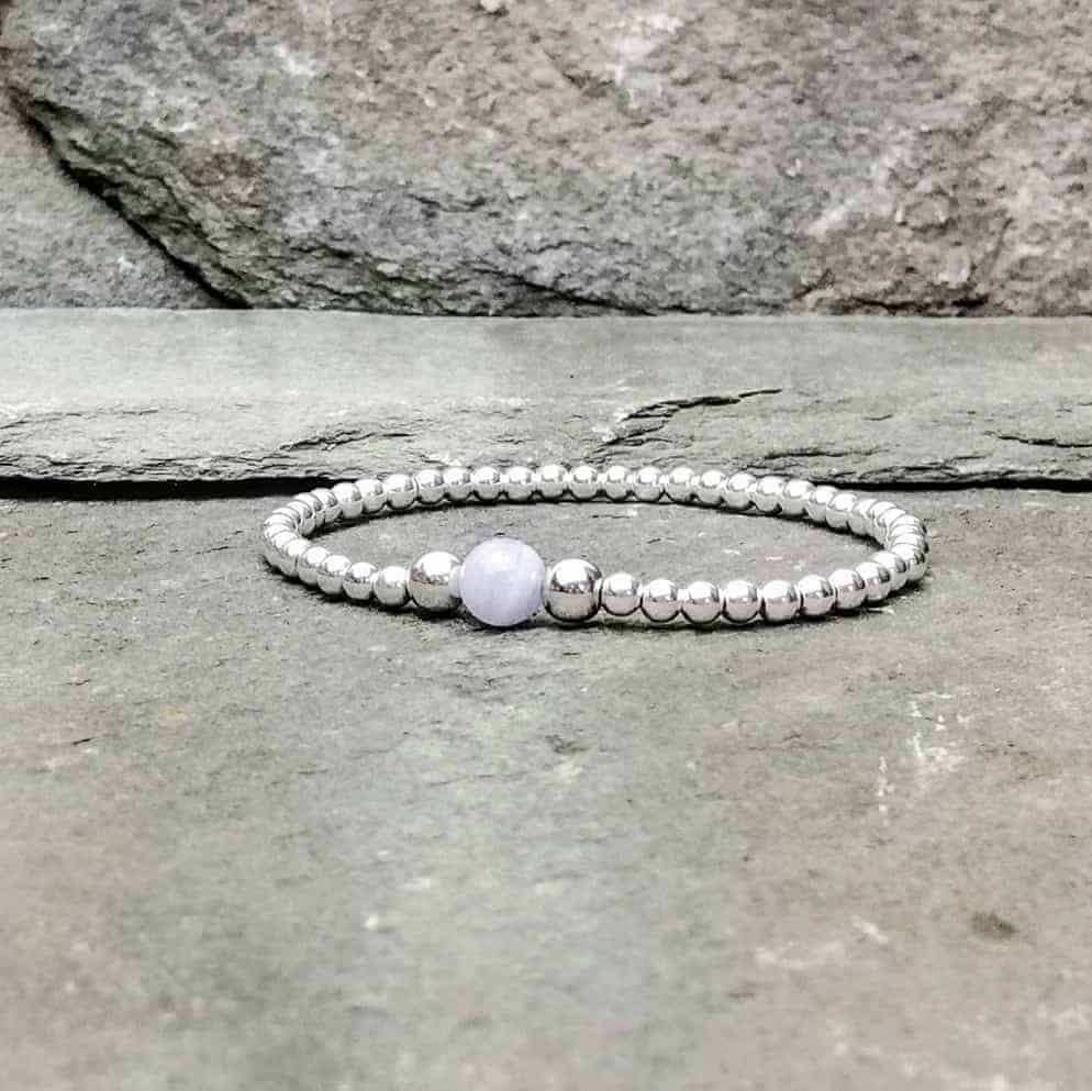 Handmade Style 1 Sterling Silver and Blue Lace Agate Bracelet