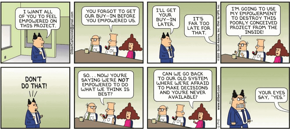 15 Skills Senior Leaders Must Master to Be Great Managers of Managers 22 Dilbert get buy in comic