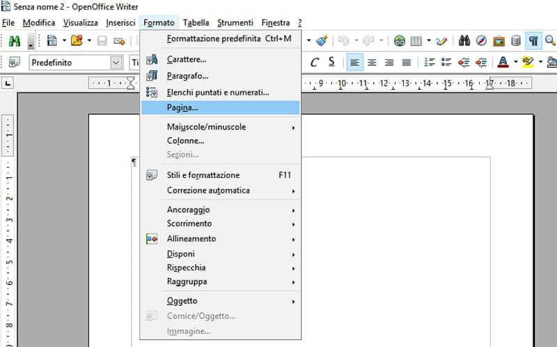 impostare i margini in open office