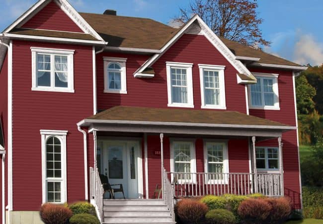DaVinci Vinyl siding in Cabot Red DaVinci Vinyl Siding House in Cabot Red