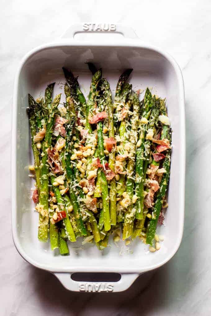 Christmas Side Dishes - asparagus with prosciutto and parmesan
