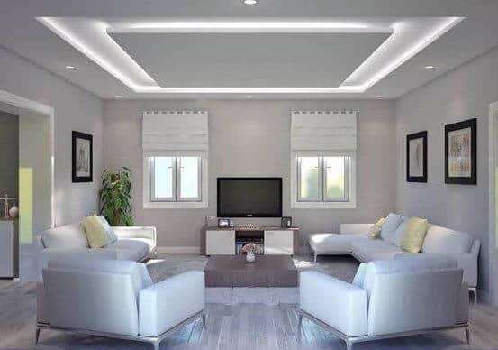 5 White ceiling for white living room.