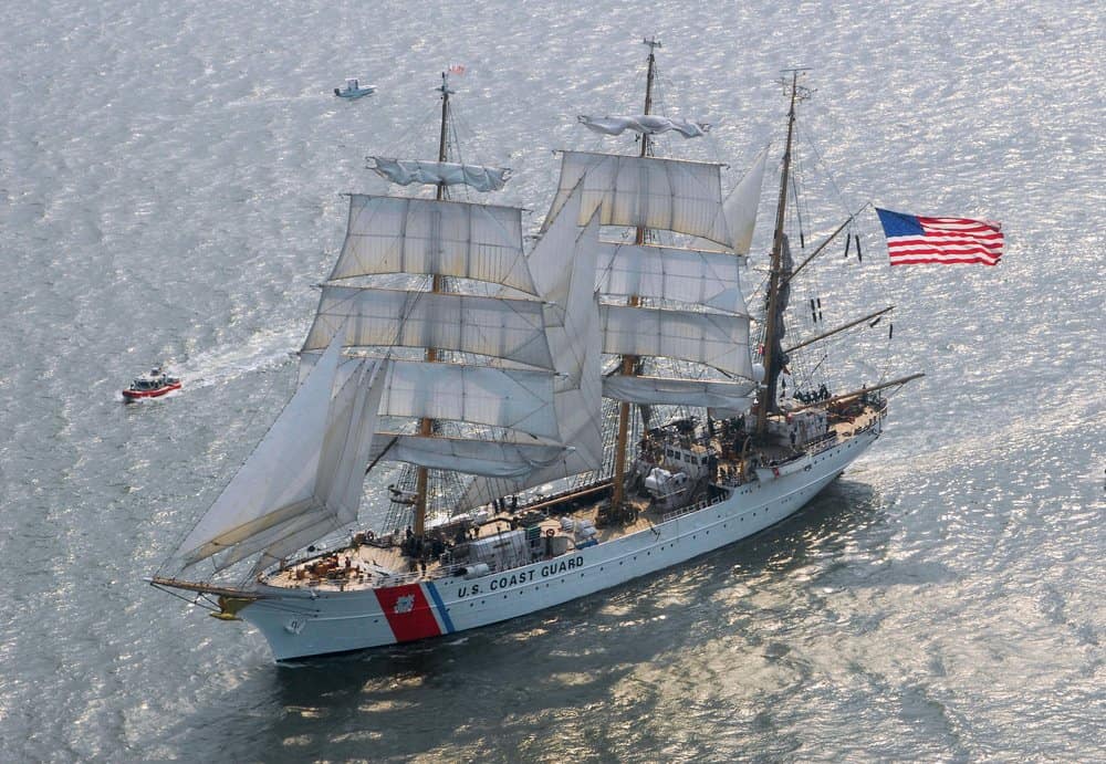 The Eagle underway under nearly-full sail in 2009. Photo by Karen Soule.