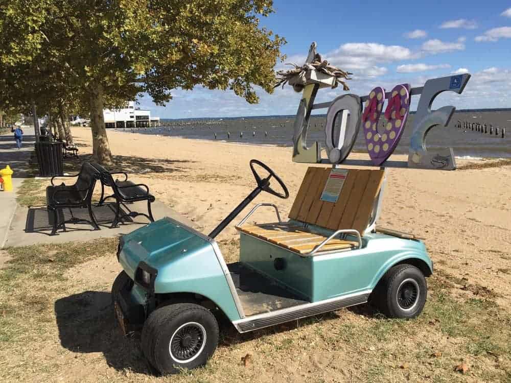 Colonial Beach’s “LOVEwork” display—a tribute to Colonial Beach’s golf-cart town tradition, local beach vibe, and a tourist attraction, all in one. photos by Jody Argo Schroat
