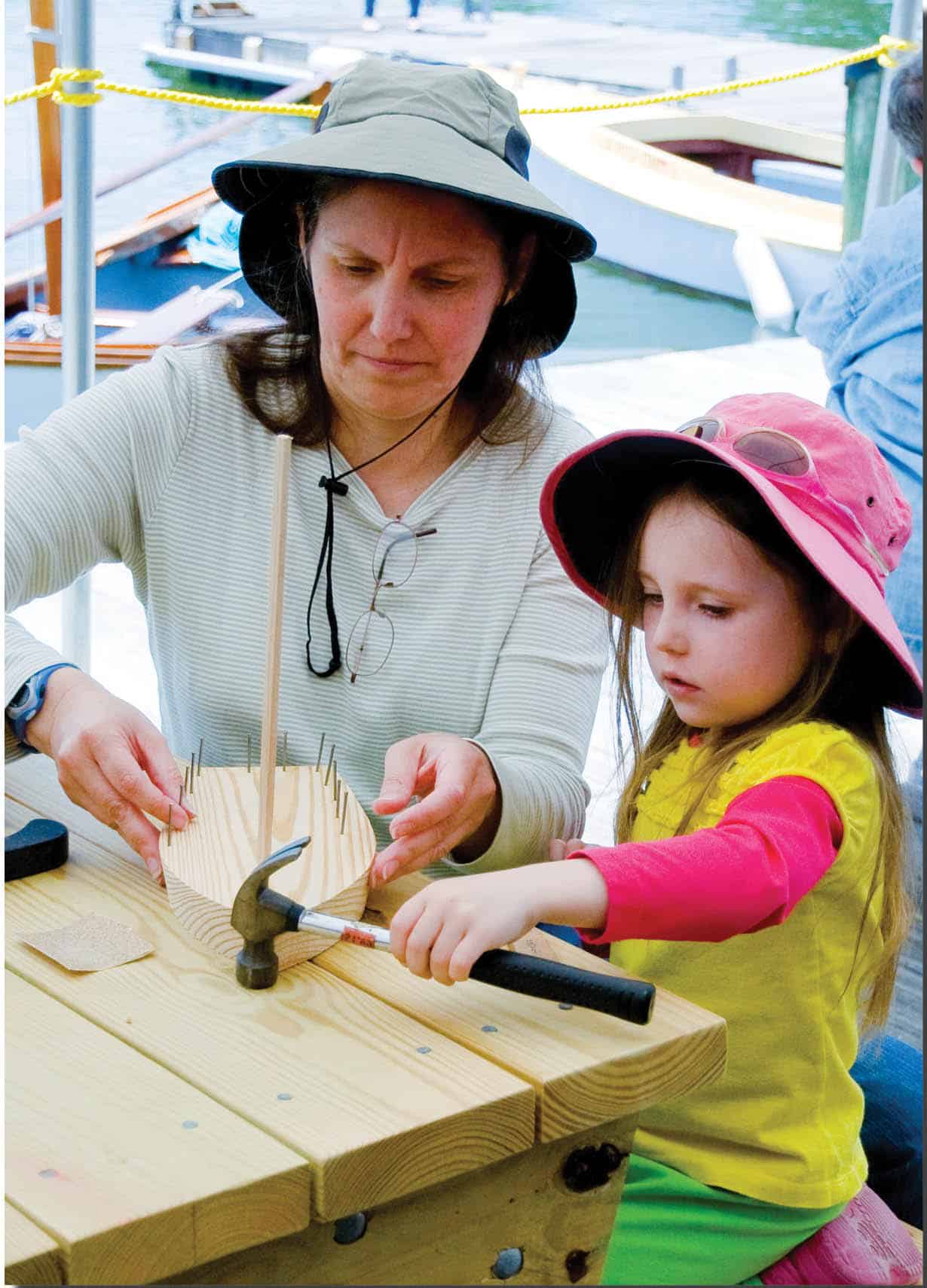 Toy boat building at the Festival.