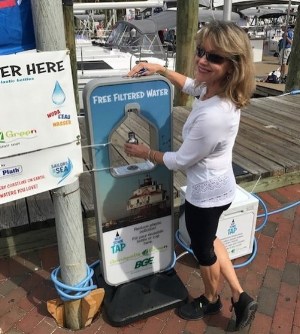 Annapolis Green debuted its refillable water station outside our tent at last year’s Annapolis Boat Shows. Look for the station again this year.