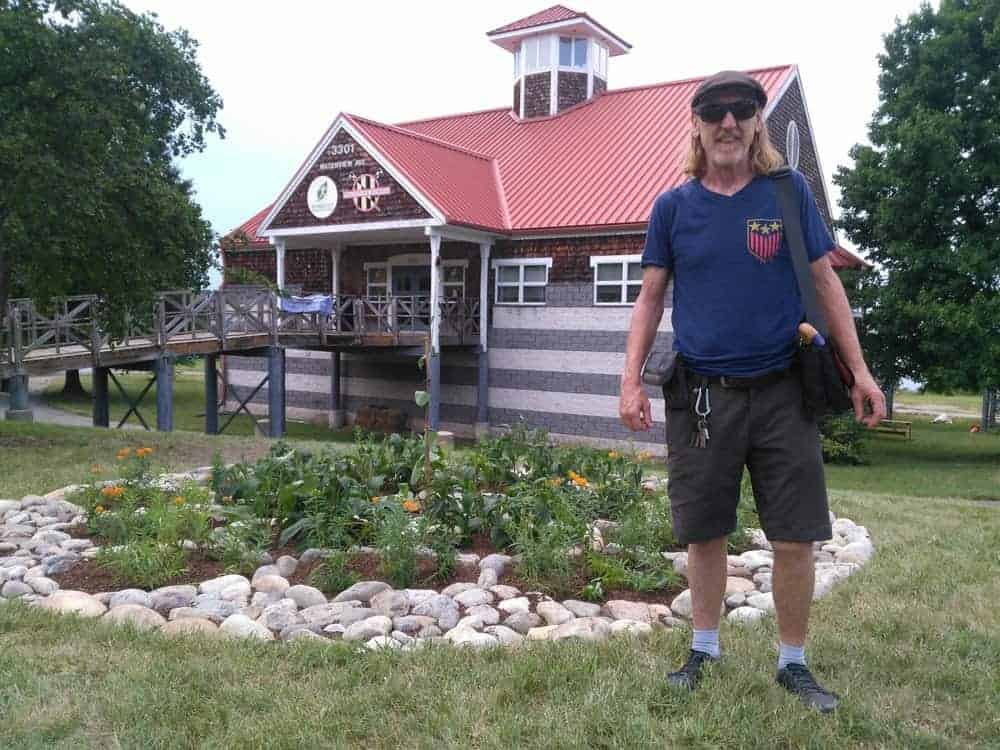 Environmental artist Ashley Kidner with his