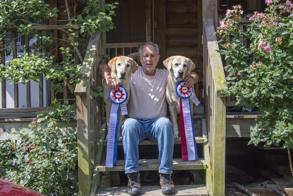 Larry Housman with champion labs Bry and Hank. Photo: Mike Tome/Duckdog Photography