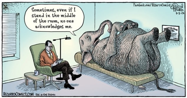 dealing with the elephant in the room is often a good way to deal with your biggest leadership challenges