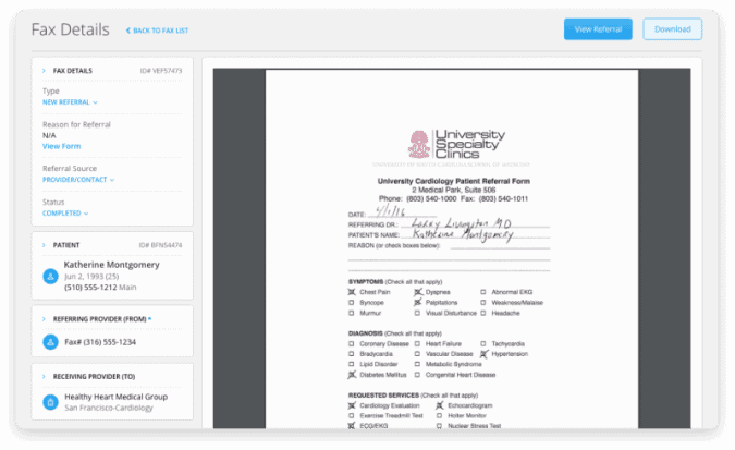 All Fax Details on a Single Page