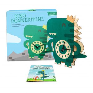 Dino Donnerprinz Gesamtpaket Kinderuhr aus Holz